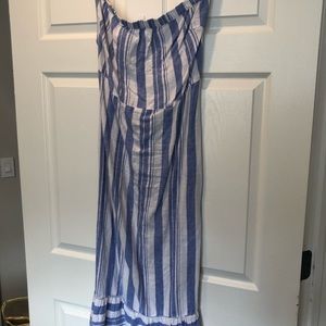 Strapless linen midi dress